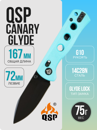 Нож QSP Canary Glyde, Black 14C28N, G10 Blue, QS150GL-C2